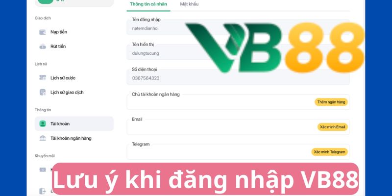 Các điều cần chú ý khi đăng nhập VB88